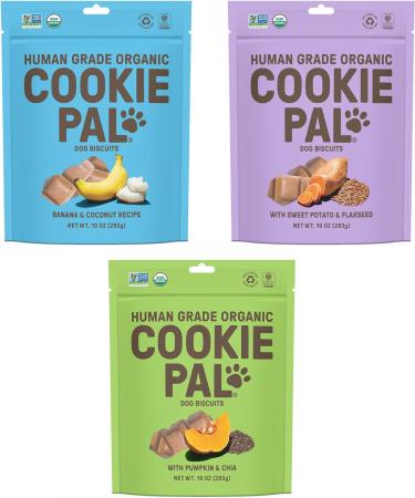 CookiePal Dog Biscuit Variety Pack - Pumpkin & Chia, Sweet Potato & Flax, Banana & Coconut - 10 oz (Pack of 3) - Buy Online on GoSupps.com