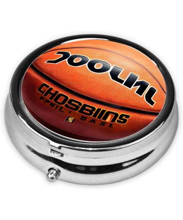 Basketball Background Round Pill Box - 3 Compartment Organizer for Travel | Portable Pill Storage - Buy Online on GoSupps.com