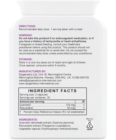 Resveratrol Q | Resveratrol 50mg (Polygonum Cuspidatum) + Quercetin Extract 125mg | 60 Vegan Friendly Capsules UK Made | 1 Capsule Daily (2 Month Supply) - Buy Online on GoSupps.com