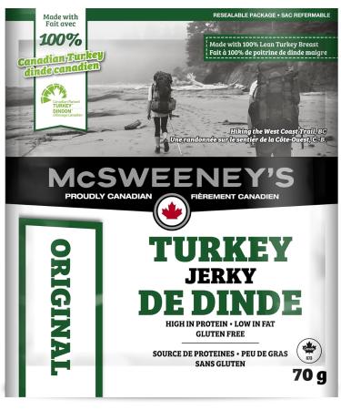McSweeney's Original Turkey Jerky Bulk Case. School Snacks Gluten Free High Protein Snacks Low Carb Keto Friendly Low Fat Naturally Smoked Canadian Made. 70g (Pack of 12) Turkey - Original 70.00 g (Pack of 12) - Buy Online on GoSupps.com