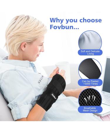 Fovbun Carpal Tunnel Wrist Brace Night Support | Adjustable Straps, Splint with Stays for Men and Women | Relieve Wrist Pain from Tendonitis, Arthritis, Sprains | Right Hand Brace - Buy Online on GoSupps.com