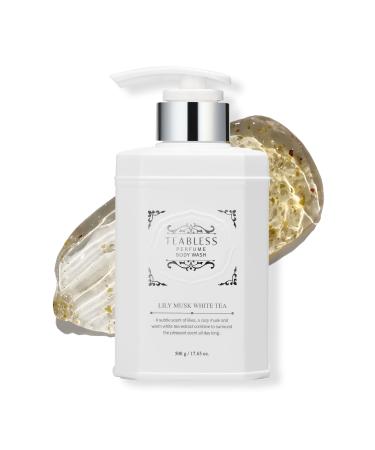 TEABLESS Lily Musk White Tea Perfumed Body Wash Hydrating Vegan Body Cleanser for Sensitive Skin | Gentle Moisturizing Non-Sticky Floral Musk Scent Mild Scrub | Korean Skin Care