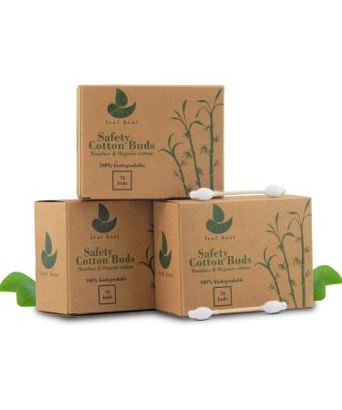 LEAF BOAT Biodegradable Cotton Buds 78 Pieces | Eco-Friendly Vegan Ear & Makeup Cleaning | GOTS Certified | Recycled Packaging | Plastic-Free - Buy Online on GoSupps.com