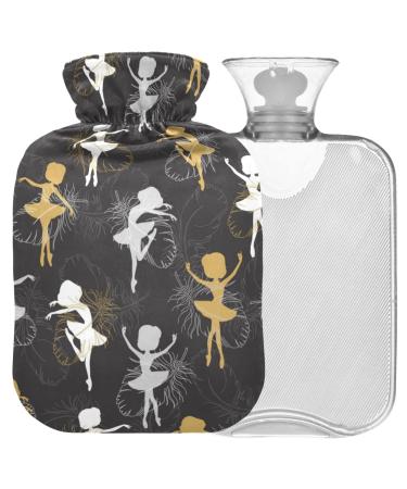 Naanle springs Ballet dancer Warm bottle with cover Transparent hot water bottle 2l large hot hot water bottle for bed hand feet warmer pain relief heat and cold therapy 2 l