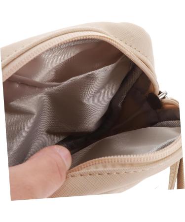 Mini Leather Bracers Makeup Kit Storage Bag - Portable Multifunctional Organizer for Lipsticks, Period Pouch, and Cosmetics - Beige 13x13cm - Buy Online on GoSupps.com