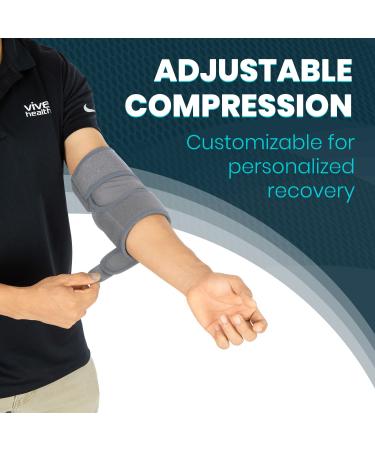 Vive Elbow Brace - Compression Sleeve for Tennis & Golfers - Support Strap for Tendonitis & Epicondylitis - Gray Standard - Buy Online on GoSupps.com
