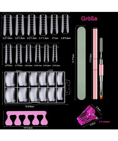 120-Piece Dual Nail Forms Set - Stencil Extension Shapes with Pink Dual-Ended Brush Nail Tip Clip Sponge Separator & Nail Files | Perfect for Polygel Nails - Buy Online on GoSupps.com