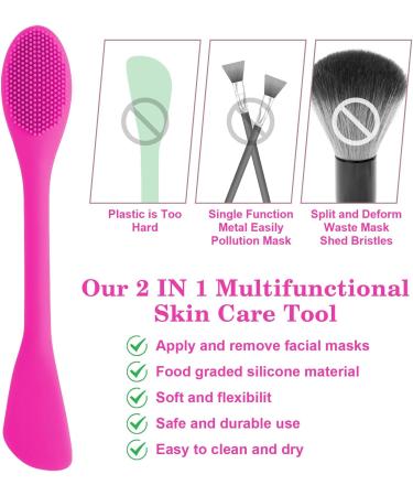 Prasacco 2 PCS Silicone Face Mask Applicator Brushes | Double-head Beauty Tools for Mud, Clay, Charcoal Masks | Rose Red Purple - Buy Online on GoSupps.com