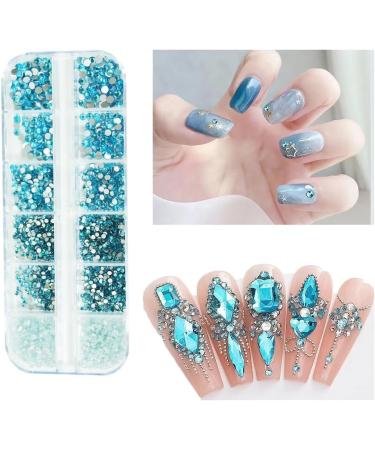 ALOCIAM 2200pcs Crystal Nail Rhinestones SS5-SS12 Crystal Nail Rhinestones Large Water Blue Nail Diamond DIY Nail Decorations Water Blue for DIY Decorations 1HRZ-Water Blue - Buy Online on GoSupps.com