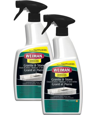 Weiman Disinfectant Granite Daily Clean & Shine - 24 Ounce (2 Pack) Safely Clean Disinfect and Shine Granite Marble Soapstone Quartz Quartzite Slate Limestone Corian Laminate Tile Countertop