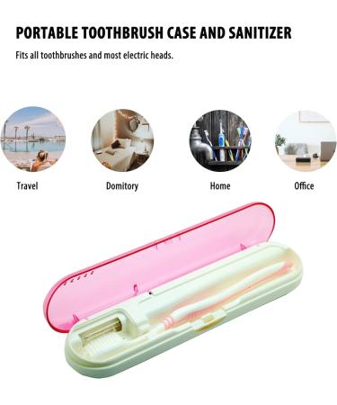 MOOFFZ Smart Toothbrush Case with U V Cleaning Light - Portable Holder for Travel, Camping, School & Home - Pink/White - Buy Online on GoSupps.com