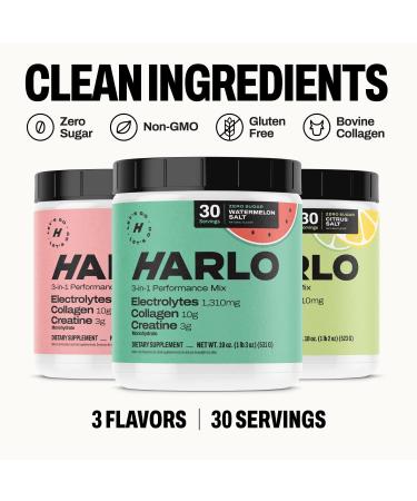 Harlo Electrolytes Powder 3-in-1 High-Sodium Hydration for Intense Training | with Creatine & Collagen | Zero Sugar | Salty by Design | NSF Certified | Citrus Salt (30 Servings) - Buy Online on GoSupps.com