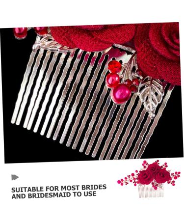 HAPINARY Rose Hair Comb Wedding Hair Accessories for Brides Bridal Hair Side Comb Bride Hair Side Comb Bride Side Comb Hair Jewelry Comb Wedding Hair Comb Rose Hair Decor Zinc Alloy Red - Buy Online on GoSupps.com