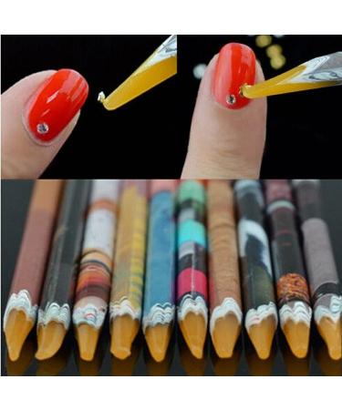 MOPRETTY Diamond Crystal Picker Set with Yellow Long Pencil Nail Art Gem Wax Pen - 2pcs + 3 Triangular Plates - Buy Online on GoSupps.com