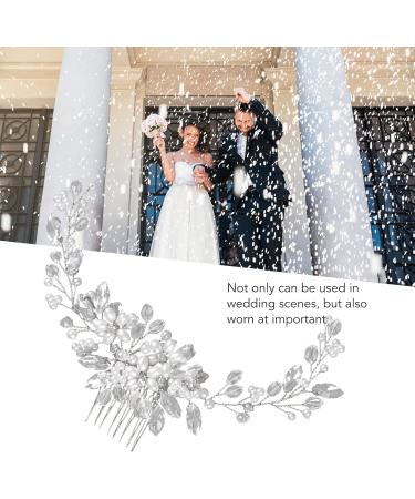 Crystal Pearl Hair Comb Multipurpose Alloy Beautiful Exquisite Elegant Bridal Hair Accessories For Award Ceremony Wedding (Silver) - Buy Online on GoSupps.com
