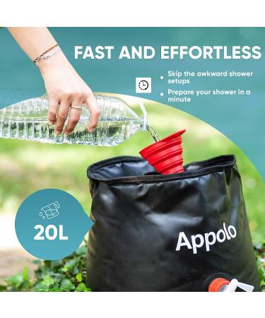 5 Gallon Solar Camping Shower Bag with ON-Off Faucet and Long Strap - Portable Shower for Hiking and Traveling - Buy Online on GoSupps.com