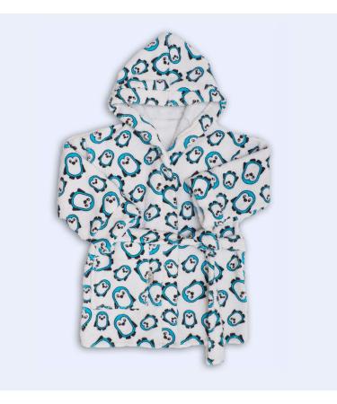 Ti Tin - Ferry Children's Bathrobe |Bathlete for children from up to one year made of 100% cotton baby bath coat with penguins blue 0-12 months Ping inos Celeste