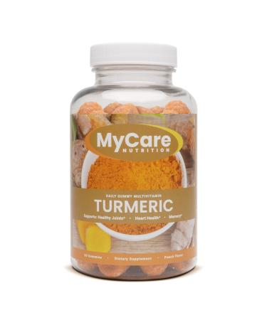 Turmeric Gummies Natural Gummy Daily Vitamin Supplement - Made in USA - Joint Pain Heart Health Memory - Delicious Peach Flavor - Vegan Gluten Free No GMOs - MyCare | 60 ct.