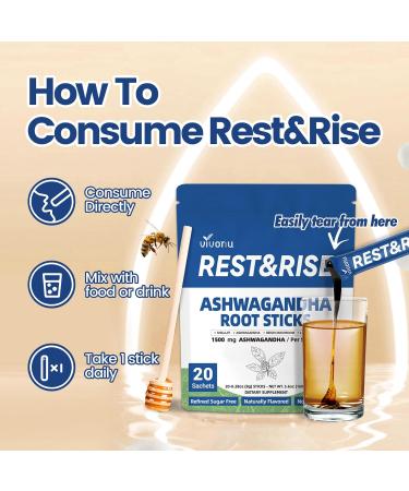 Rest & Rise Ashwagandha & Himalayan Shilajit Honey Sticks Organic Honey & Saffron Curcuma & L Theanine Supplements for Release Pressure & Relaxation & Sleeping Replenish Energy Boost Immunity 3 Bag / 60 Sachets - Buy Online on GoSupps.com