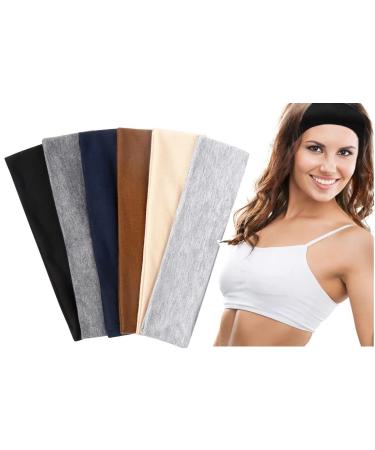 TERSE Headbands for Women Short Hair Non Slip Elastic Sweat Hairbands Soft Fabric Hair Bands for Women's Hair, Workout Yoga Running Sport Thin Hair Wrap for Girls Headbands Color-A