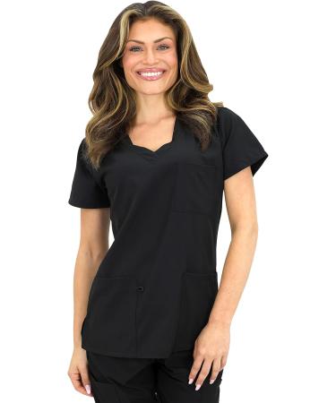 Green Town Women's Medical Scrub Top and Jogger Pant Set - Slim Fit 4-Flex Stretch Uniform in Black (Medium) - Buy Online on GoSupps.com