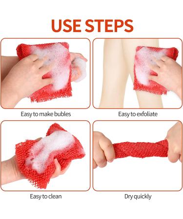 AbuQ 2 Piece African Exfoliating Net Sponge Set - Pink/Green | Smoother Skin, Daily Use | Ghana Sapos Scrubbing Washcloth - Buy Online on GoSupps.com