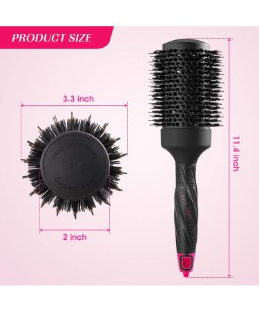 Professional Large Round Hair Brush for Women | Nano Thermal Ceramic Ionic Tech Roller Brush with Boar Bristles | Ideal for Thick Curly & Straight Hair | 3.3 Barrel | Includes 4 Free Clips | Pack of 1 - Buy Online on GoSupps.com