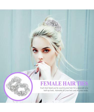 Lurrose 2-Piece Silver Sparkling Sequin Hair Ties for Girls | Hair Tendrils Holders & Rubber Bands - Buy Online on GoSupps.com