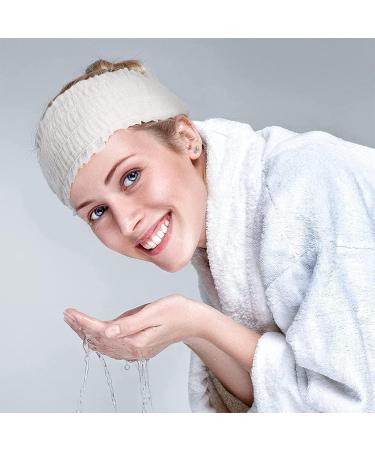 100 Pieces Disposable Spa Headbands Soft Non-Woven Facial Hair Band Elastic Facial Head Wraps Cloth Stretch Skin Care Makeup Sauna Washing Face Supplies for Women Girls (White) - Buy Online on GoSupps.com