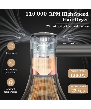 Buy TECHMERI Brushless Ionic Hair Dryer - LED Display Intelligent Thermal-Control Travel-Friendly for Men & Women | International Shipping - Buy Online on GoSupps.com