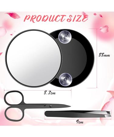 BBTO 20 Compartment Magnification Mirror Tweezers Scissors Kit - 20x Compact Travel Makeup Mirrors with Suction Cups for Women & Men 8.8 cm Black - Buy Online on GoSupps.com