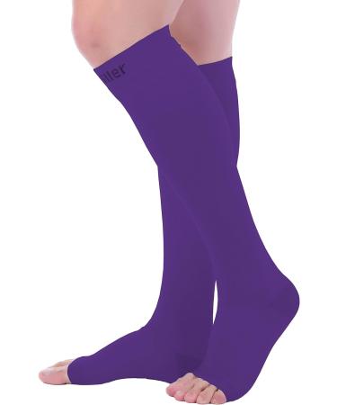 Doc Miller Open Toe Compression Socks - 20-30mmHg Support - Violet - X-Large - Buy Online on GoSupps.com