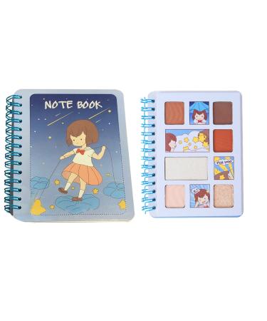 Eye Shadow Girls Notebook Shaped Eye & Cheek Shadow Tea Earth Color Eye Shadow Makeup Cosmetics (A)