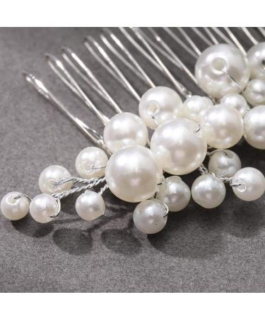 Ushiny Pearl Bride Wedding Hair Comb | Silver Headpiece & Bridal Accessories for Women & Girls - Shop Now! - Buy Online on GoSupps.com