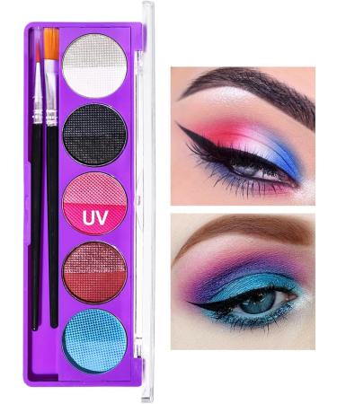 Glow in The Dark Makeup | 5-color Long-Lasting Eyeshadow Makeup | Lightweight High Gloss Makeup Powder UV Shimmer Face Makeup Glow Blacklight Makeup Cosmetics for Halloween Hondony 02# - Buy Online on GoSupps.com
