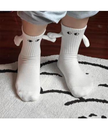 Novelty Magnetic Couple Socks - 3D Doll Design, Unisex Mid-Tube, 2Pairs White - Buy Online on GoSupps.com