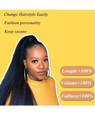 Kinky Straight Ponytail Human Hair with Wrap Around Magic Tape Brazilian Virgin Human Hair Ponytail for Black Women Yaki Hair Natural Black Color14 Inch 14 Inch Kinky Straight-Wrap Around -Natural Black - Buy Online on GoSupps.com