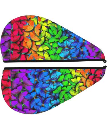 Hair Towel Wrap - Quick-Drying Turban for Effortless Hair Drying | Multicolored Butterflies Design - Buy Online on GoSupps.com
