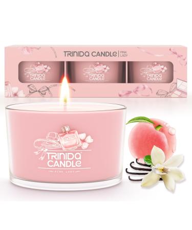 TRINIDa Candles Gifts for Women 17 Variants Scented Candles Gift Set 3 Filled Votive Candles for Spirit Lifting (Pink Lady Collection) -Pink - Pink Lady