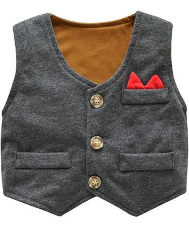 Famuka Baby Boy 3 Piece Formal Suit with Bows Waistcoat - Grey, 6 Months - Buy Online on GoSupps.com