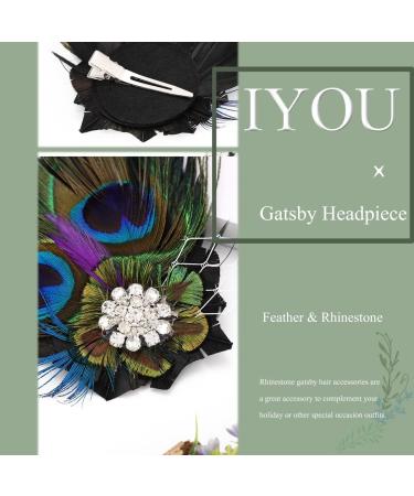 IYOU Peacock Feather Hair Clips Green Flapper Headpiece Vintage Festival Prom Gatsby Hair Accessories for Women - Buy Online on GoSupps.com