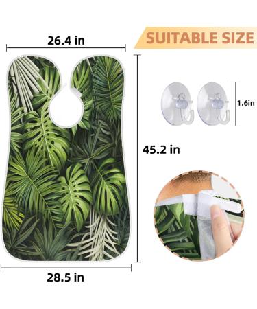Tropical Plant Leaves Beard Bib Apron - Hair Catcher for Men | Perfect Gift for Dads & Husbands | Premium Beard Bib with Suction Cups - Buy Online on GoSupps.com
