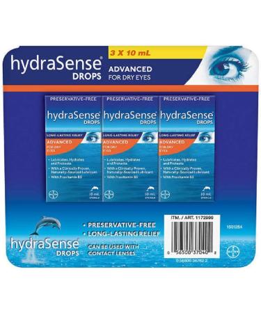 hydraSense Drops Advanced for Dry Eyes, 10 ml, 3-Pack