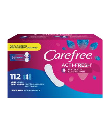 Carefree Acti-Fresh Body Shaped Panty Liners Flexible Protection that Molds to Your Body Long 112 Count (Pack of 1)