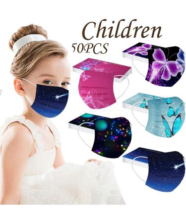 50PCS Kids Mask Disposable Cute Cartoon Printing 3Ply Protective Breathable Comfortable Anti Dust Face Bandanas Girls (B-025) - Buy Online on GoSupps.com