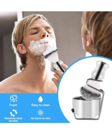 Scalewbin Premium Shaving Set: Stainless Steel Soap Dish Nylon Brush & Stand Holder - Perfect for Pure Hair Care - Buy Online on GoSupps.com