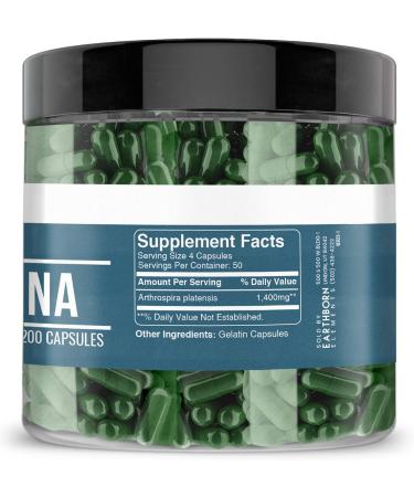 Earthborn Elements Spirulina 1400mg Capsules - Pure & Undiluted, 200 Count - Buy Online on GoSupps.com