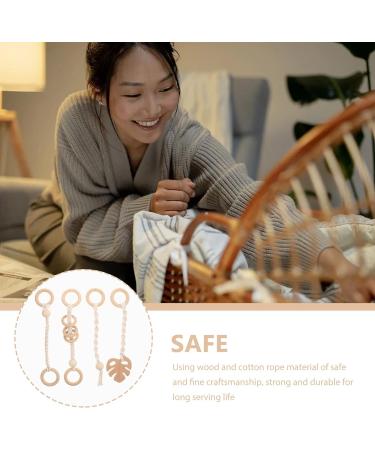 Beavorty 3pcs Wood Baby Play Gym Toy Set - Nordic Style Teething Grasping Nursing Pendant - Wooden Hanging Baby Toys for Infants - Rockers Bouncers - Christmas Gift - Buy Online on GoSupps.com