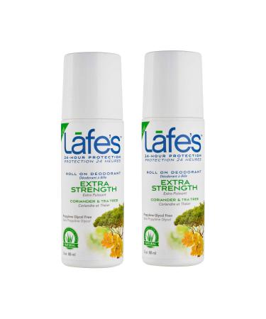 Lafe's Natural Deodorant | 3oz Roll-On Aluminum Free Natural Deodorant for Men & Women | Paraben Free & Baking Soda Free with 24-Hour Protection | Extra Strength - Coriander & Tea Tree
