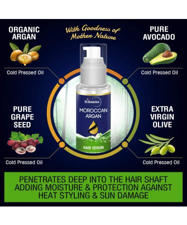 StBotanica Moroccan Argan Hair Serum - Nourishing & Frizz Control with USDA Organic Argan Oil - 120ml for Healthy Shiny Hair - Buy Online on GoSupps.com